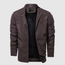Veste en cuir d'hiver pour homme avec col 4