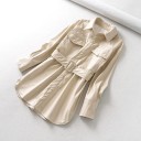 Veste en cuir pour femme avec ceinture 1