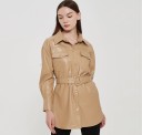 Veste en cuir pour femme avec ceinture 3