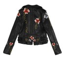 Veste en cuir pour femmes avec des fleurs 1