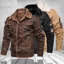 Veste en cuir pour homme avec col 1