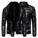 Veste en cuir pour homme avec fourrure synthétique 1