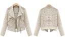 Veste en dentelle pour femmes avec fermeture éclair oblique et larges revers Manches longues Poches latérales zippées Coupe courte au niveau 4
