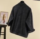 Veste en jean pour femme Coupe ample Grandes poches à rabat Col classique Fermeture à boutons Épaules abaissées Polyester et coton 3