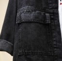 Veste en jean pour femme Coupe ample Grandes poches à rabat Col classique Fermeture à boutons Épaules abaissées Polyester et coton 5