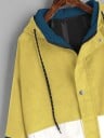 Veste en velours côtelé pour femmes Coupe ample avec blocs de couleur Fermeture à pressions Poches à rabat Manches resserrées Coton 20