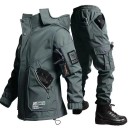 Veste et pantalon de pluie unisexe pour moto protection contre la pluie poches polyester coton pour conduite 1