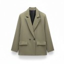 Veste femme à double boutonnage Coupe oversize ample Revers pointus et poches à rabat Doublure Polyester Veste élégante pour le travail 6