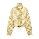 Veste femme à pois avec col montant et cordon de serrage manches longues coupe courte décontractée pour la ville et les sorties au printemps 6
