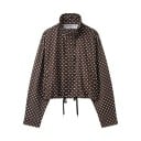 Veste femme à pois avec col montant et cordon de serrage manches longues coupe courte décontractée pour la ville et les sorties au printemps 3