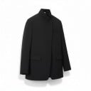 Veste femme avec col montant Fermeture asymétrique à bouton Coupe droite ample Trois poches Polyester Pour le travail 1