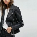 Veste femme en simili cuir noir A1830 1