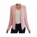 Veste femme sans fermeture à glissière Coupe ajustée Col avec petits revers Panneaux avant arrondis Polyester Veste élégante pour le travail 4