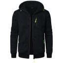Veste homme à capuche et fermeture éclair Veste de sport mi-saison avec poches Fermetures éclair contrastées Veste souple pour le printemps et l’automne en ville et en voyage 3