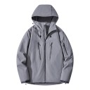 Veste imperméable avec capuche et col montant zippé avec poches zippées sur la poitrine et le bras et ourlet ajustable unisexe 1