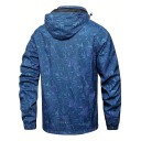 Veste imperméable décontractée pour homme avec capuche zippée et poches motif feuilles en polyester 5