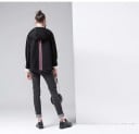 Veste noire en coton pour femmes avec capuche et fermeture à boutons-pression 5