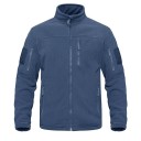 Veste polaire tactique d’extérieur pour homme avec plusieurs poches zippées, veste de sport à col haut, coupe-vent, vêtements de randonnée 3