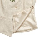 Veste pour femme à boutons avec décolleté en V et broderies de fleurs à l'avant et à l'arrière avec ceinture ajustable et boucle en métal 8
