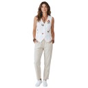 Veste pour femme à boutons avec décolleté en V et broderies de fleurs à l'avant et à l'arrière avec ceinture ajustable et boucle en métal 5