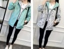 Veste pour femme réversible avec capuche pour le printemps et l'automne Côté uni et imprimé de bande dessinée Fermeture éclair Polyester 11