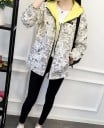 Veste pour femme réversible avec capuche pour le printemps et l'automne Côté uni et imprimé de bande dessinée Fermeture éclair Polyester 25