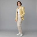 Veste pour femmes avec ceinture à la taille Coupe croisée Épaules marquées Revers pointus Poches à rabat Polyester Pour le travail 6