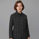 Veste pour femmes avec col montant Fermeture asymétrique à bouton Coupe plus ample et plus longue Poches à rabat Polyester Pour le bureau 11