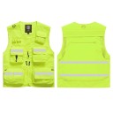 Veste pour homme avec bandes réfléchissantes et poches zippées en polyester pour le travail, la pêche, la randonnée et les activités de plein air 8