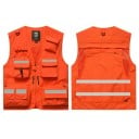 Veste pour homme avec bandes réfléchissantes et poches zippées en polyester pour le travail, la pêche, la randonnée et les activités 9