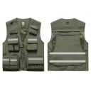 Veste pour homme avec bandes réfléchissantes et poches zippées en polyester pour le travail, la pêche, la randonnée et les activités 5