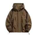 Veste pour homme pour le printemps et l'automne Conception coupe-vent Avec capuche Fermeture éclair Poches pratiques Conception en polyester résistant 4