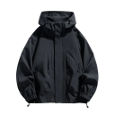 Veste pour homme pour le printemps et l'automne Conception coupe-vent Avec capuche Fermeture éclair Poches pratiques Conception en polyester résistant 2