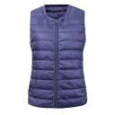 Veste sans manches en duvet pour femmes Col rond sans col Fermeture éclair sur toute la longueur Matelassage horizontal Rembourrage 6