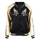 Veste stylée pour femmes avec des fleurs - Noir et or 6