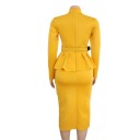 Vestido assimétrico amarelo para mulheres 3