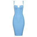 Vestido bodycon de bandagem para mulheres com alças e decote estruturado 4
