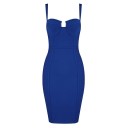 Vestido bodycon de bandagem para mulheres com alças e decote estruturado 5