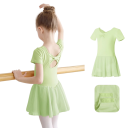 Vestido de ballet para meninas com mangas curtas e saia de tule em algodão e elastano para dança, ballet e atuações 10