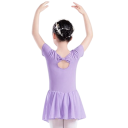Vestido de ballet para meninas com mangas curtas e saia de tule em algodão e elastano para dança, ballet e atuações 5