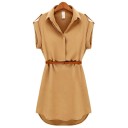 Vestido de camisa feminino com cinto 6
