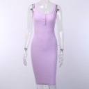 Vestido de color liso con botones. 8