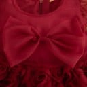 Vestido de festa infantil sem mangas com laço e rosas 3D com decote redondo e fecho nas costas para celebrações de batizados 5