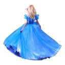 Vestido de festa longo para senhora com ombros à mostra e volantes com cordão nas costas e saia em camadas em estilo princesa 7