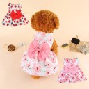 Vestido de flores rosa para cão 30 x 26 cm Tamanho S Roupa com laço decorativo nas costas Vestido de verão estiloso para cães e cadelas pequenas 2