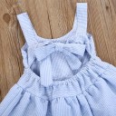 Vestido de niña de rayas con encaje - Azul-blanco 9