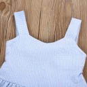 Vestido de niña de rayas con encaje - Azul-blanco 10