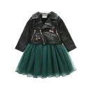 Vestido de niña y chaqueta de cuero 6