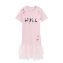 Vestido de t-shirt com saia de tule 1