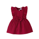Vestido de Verão para Meninas com Rendas nos Ombros e Laço com Manga Curta e Decote Redondo para os Mais Pequenos para o Verão e Festas 3
